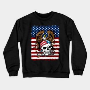 Patriotic Skull US Flag Crewneck Sweatshirt